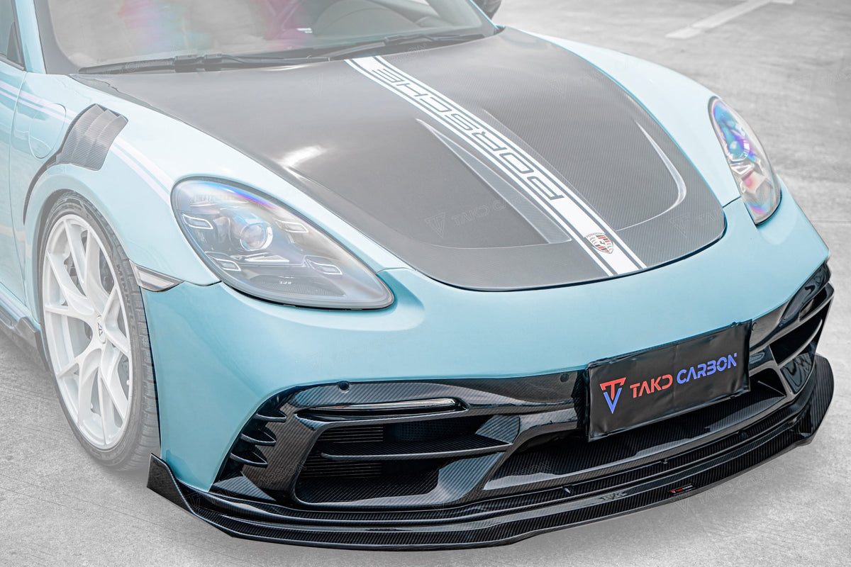 TAKD Carbon Pre - preg Carbon Fiber Front Bumper & Lip for Porsche 718 Boxster / Cayman Aftermarket Carbon Fiber Part / Bodykit - Robot Bodykits
