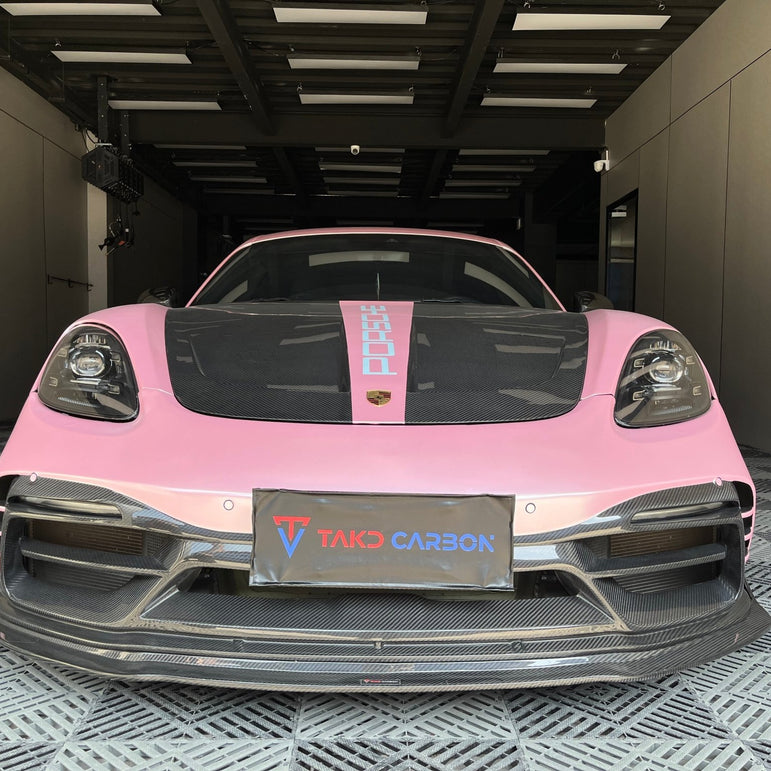 TAKD Carbon Pre - preg Carbon Fiber Front Bumper & Lip for Porsche 718 Boxster / Cayman Aftermarket Carbon Fiber Part / Bodykit - Robot Bodykits