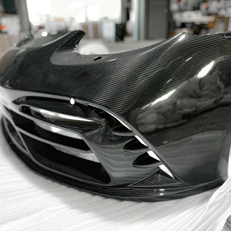 TAKD Carbon Pre - preg Carbon Fiber Front Bumper & Lip for Porsche 718 Boxster / Cayman Aftermarket Carbon Fiber Part / Bodykit - Robot Bodykits