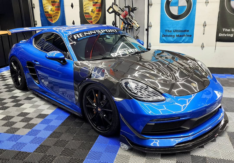TAKD Carbon Pre - preg Carbon Fiber Hood Bonnet Porsche 718 Boxster / Cayman & 911 991.1 991.2 Aftermarket Carbon Fiber Part / Bodykit - Robot Bodykits