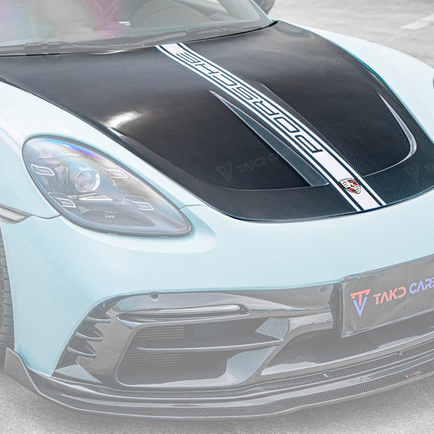 TAKD Carbon Pre - preg Carbon Fiber Hood Bonnet Ver.2 for Porsche 718 Boxster / Cayman & 911 991.1 991.2 Aftermarket Carbon Fiber Part / Bodykit - Robot Bodykits