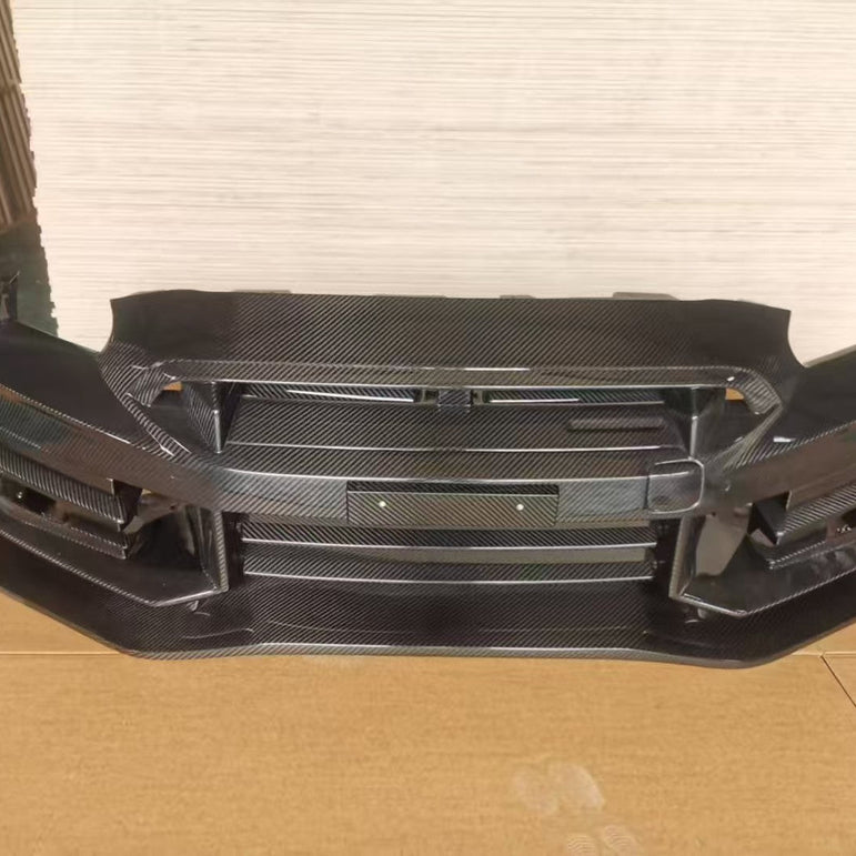 TS Style V2 Dry - Carbon Front Bumper & Front Lip for Nissan GTR GT - R R35 2008 - 2022 Full Prepreg Carbon Fiber Aftermarket Carbon Fiber Part / Bodykit - Robot Bodykits