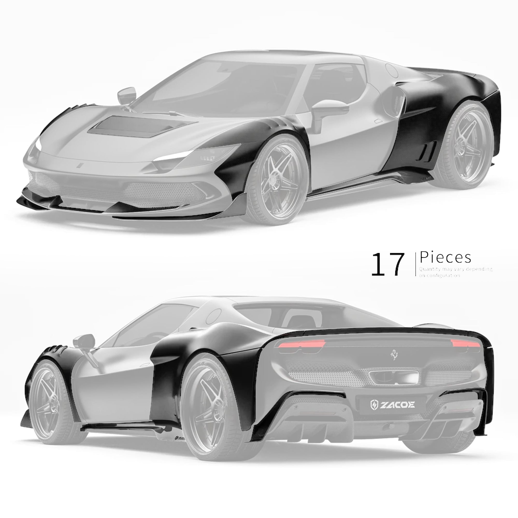 ZACOE Ferrari 296 GTB Carbon Fibre Widebody kit (17pcs/set) Aftermarket Carbon Fiber Part / Bodykit - Robot Bodykits