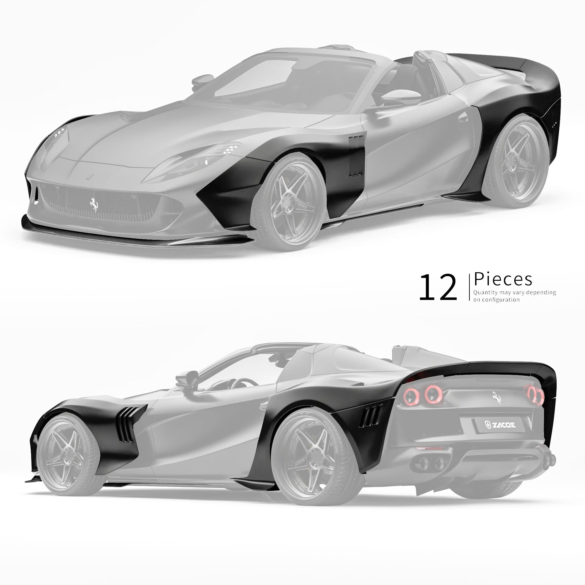ZACOE Ferrari 812 GTS Carbon Fibre Widebody kit (12pcs/set) Aftermarket Carbon Fiber Part / Bodykit - Robot Bodykits