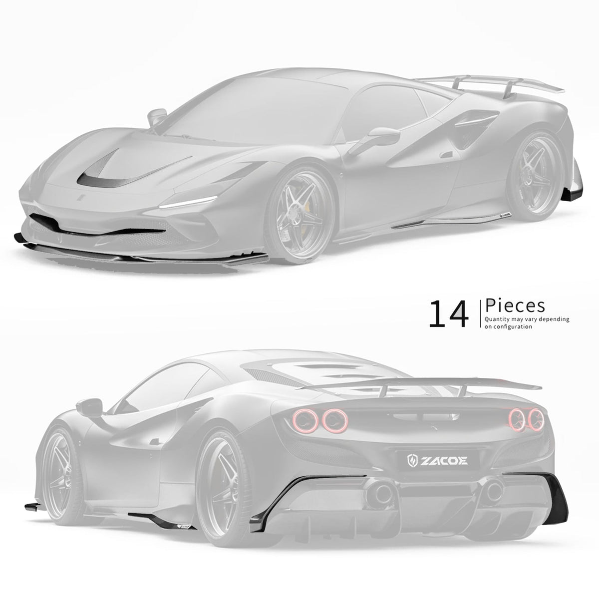 ZACOE Ferrari F8 Tributo Carbon Fibre Body kit (14pcs/set) Aftermarket Carbon Fiber Part / Bodykit - Robot Bodykits