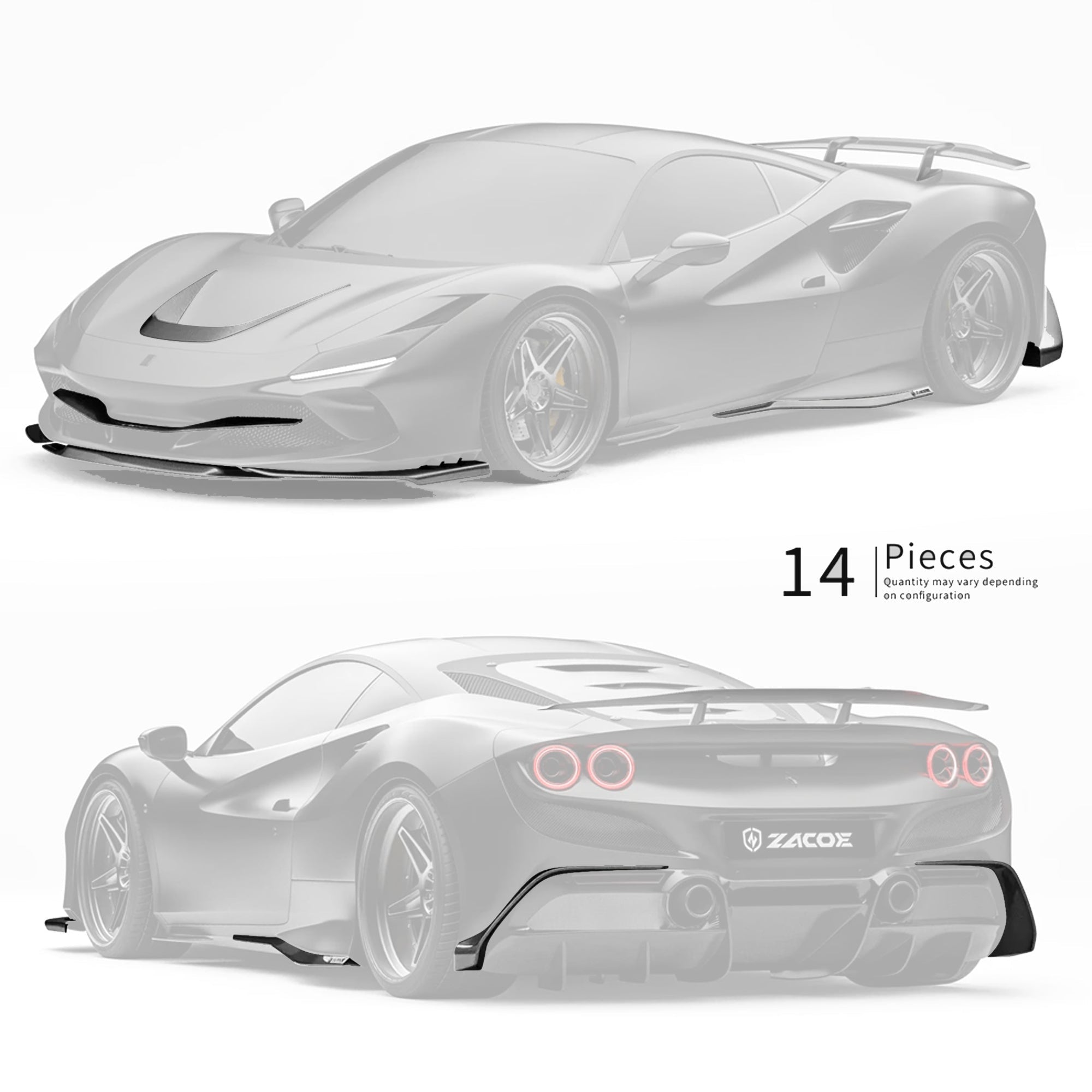 ZACOE Ferrari F8 Tributo Carbon Fibre Body kit (14pcs/set) Aftermarket Carbon Fiber Part / Bodykit - Robot Bodykits
