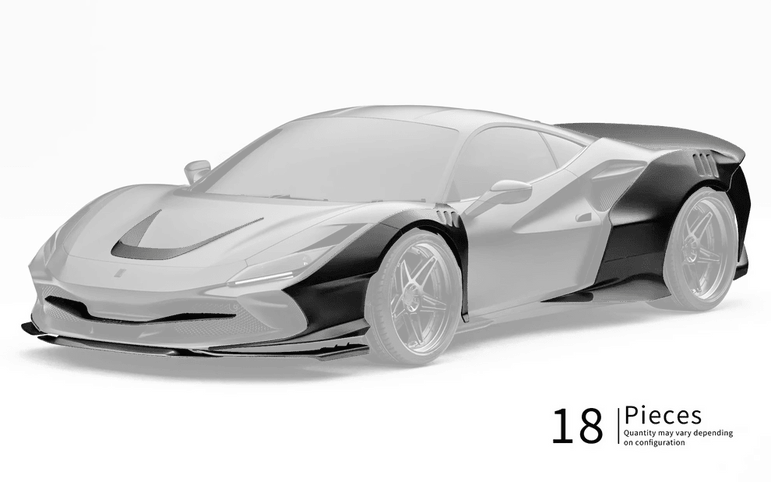 ZACOE Ferrari F8 Tributo Carbon Fibre Widebody kit (18pcs/set) Aftermarket Carbon Fiber Part / Bodykit - Robot Bodykits