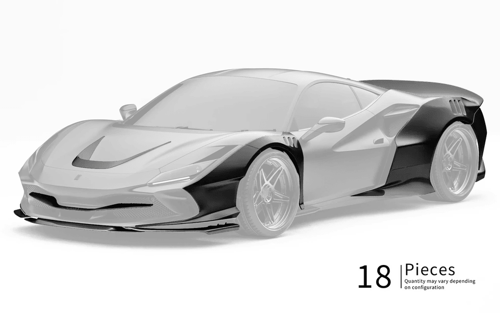 ZACOE Ferrari F8 Tributo Carbon Fibre Widebody kit (18pcs/set) Aftermarket Carbon Fiber Part / Bodykit - Robot Bodykits
