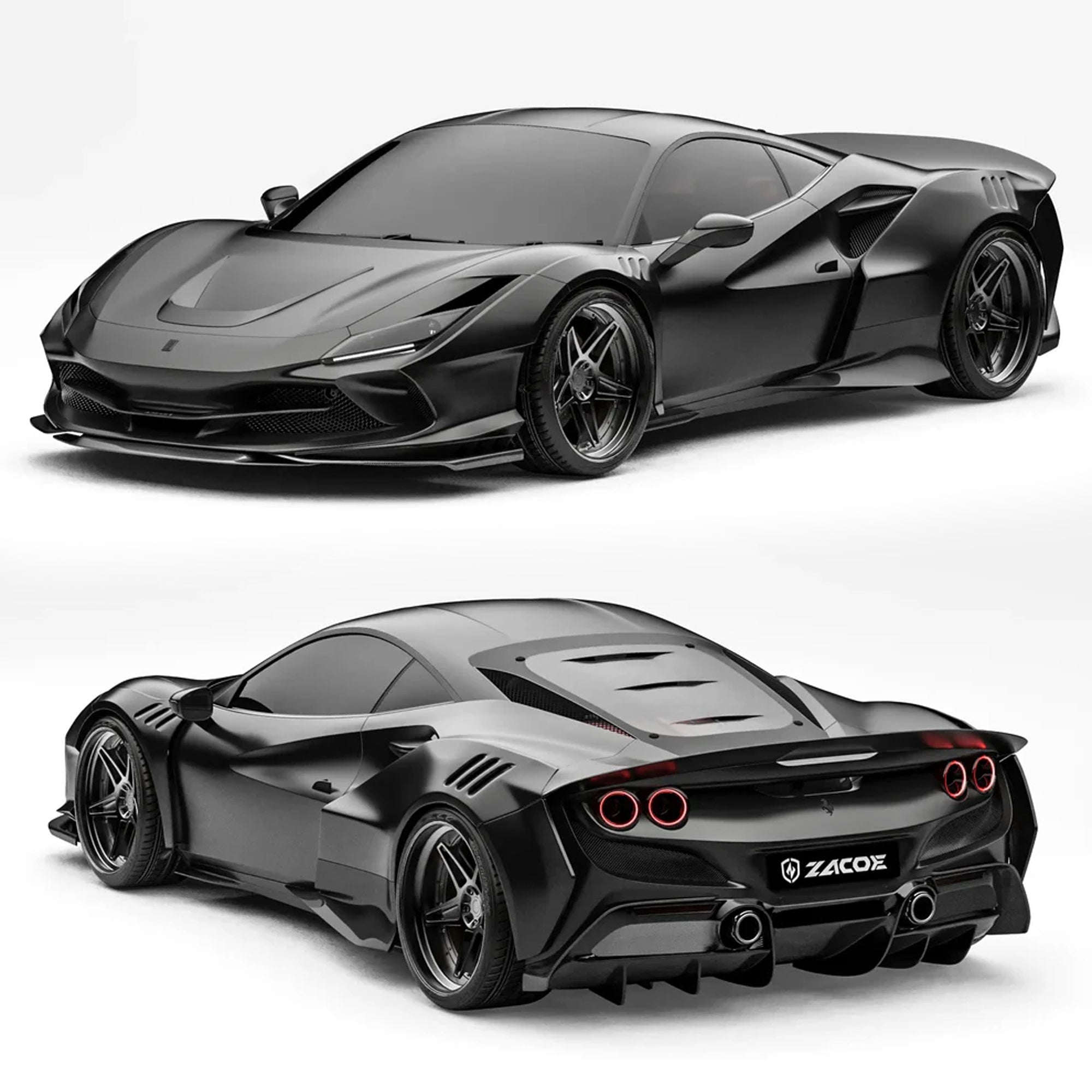 ZACOE Ferrari F8 Tributo Carbon Fibre Widebody kit (18pcs/set) Aftermarket Carbon Fiber Part / Bodykit - Robot Bodykits