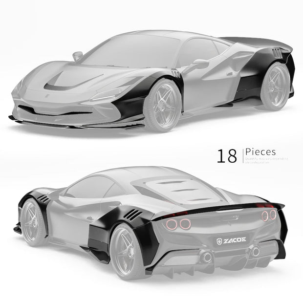 ZACOE Ferrari F8 Tributo Carbon Fibre Widebody kit (18pcs/set) Aftermarket Carbon Fiber Part / Bodykit - Robot Bodykits