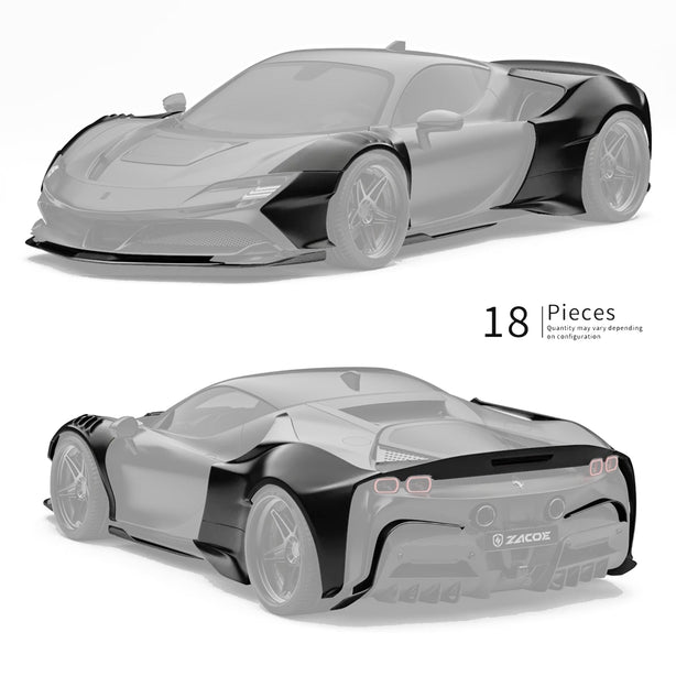 ZACOE Ferrari SF90 Stradale Carbon Fibre Widebody Body kit (18pcs/set) Aftermarket Carbon Fiber Part / Bodykit - Robot Bodykits