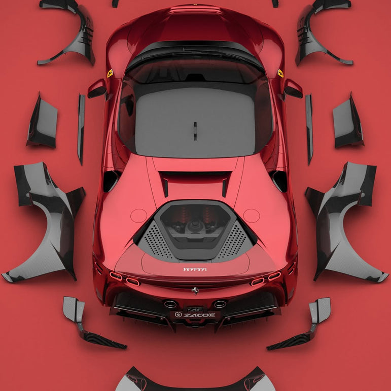 ZACOE Ferrari SF90 Stradale Carbon Fibre Widebody Body kit (18pcs/set) Aftermarket Carbon Fiber Part / Bodykit - Robot Bodykits
